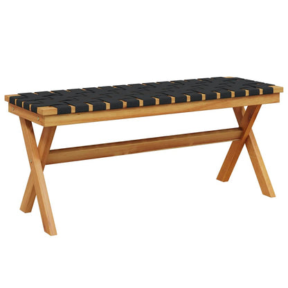 vidaXL Garden Bench Black Solid Wood Acacia and Fabric 2
