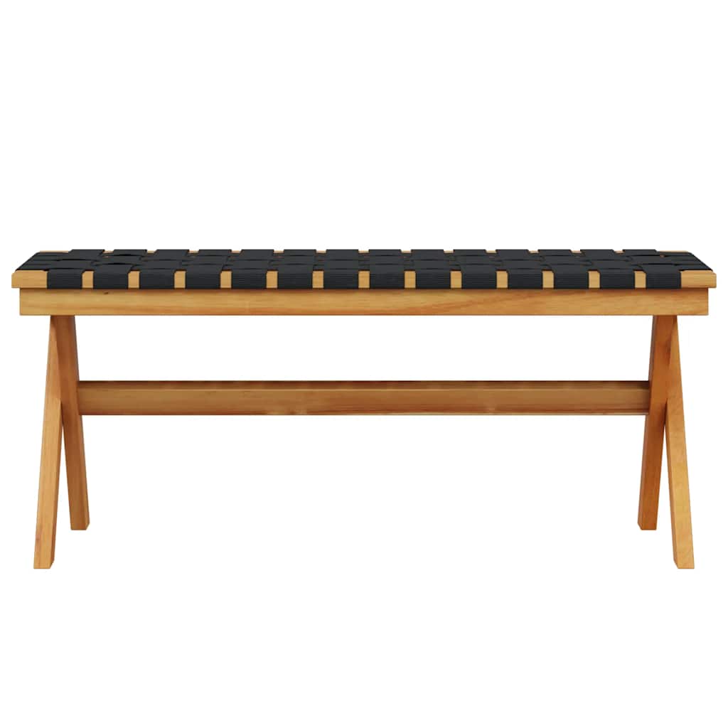 vidaXL Garden Bench Black Solid Wood Acacia and Fabric 3