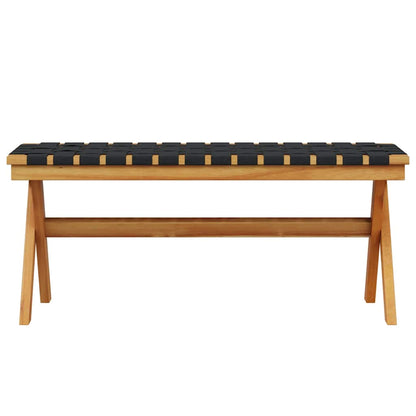 vidaXL Garden Bench Black Solid Wood Acacia and Fabric 3