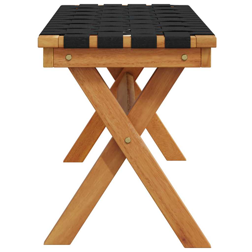 vidaXL Garden Bench Black Solid Wood Acacia and Fabric 5