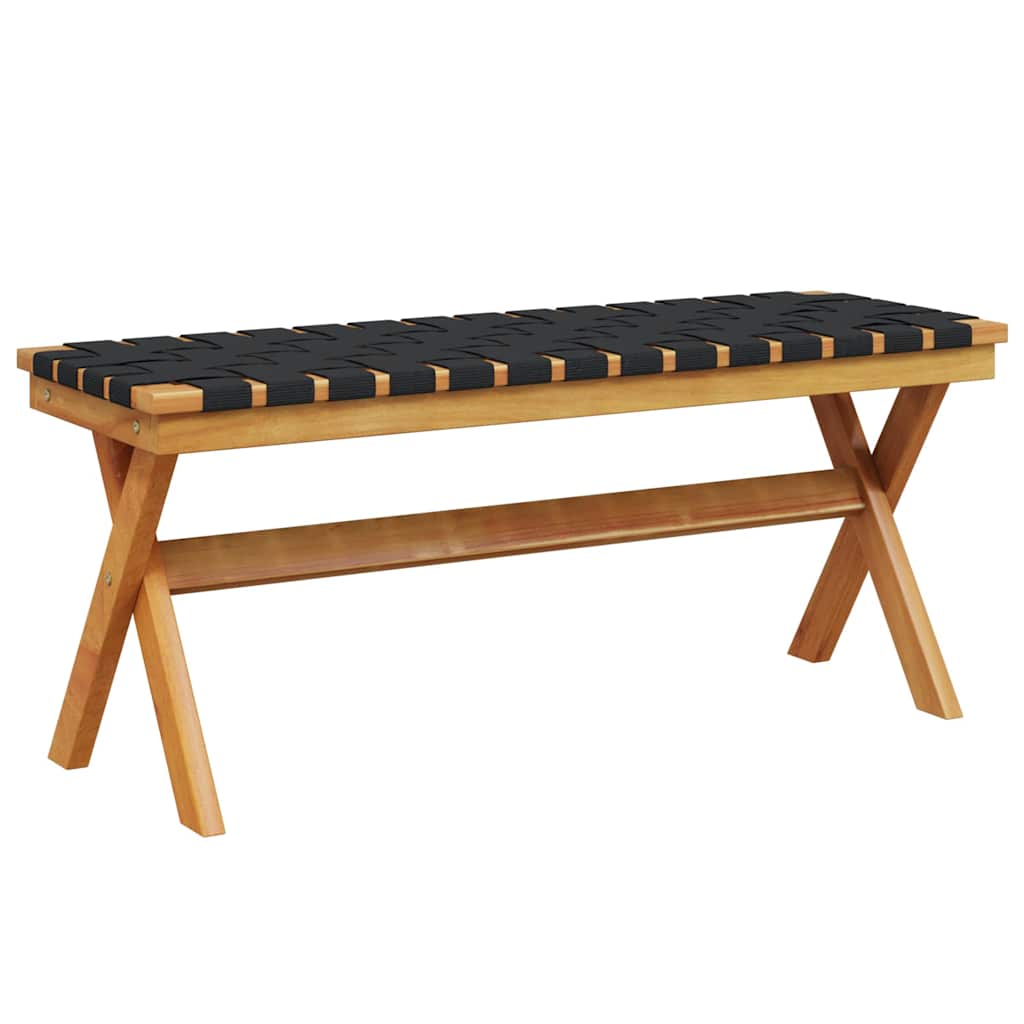 vidaXL Garden Bench Black Solid Wood Acacia and Fabric 4