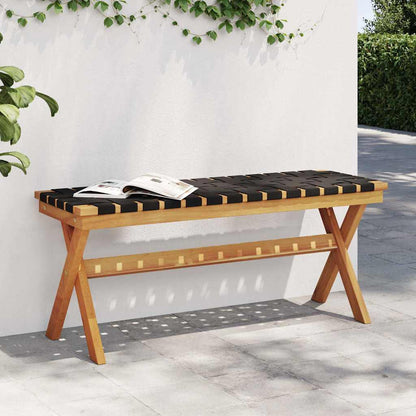 vidaXL Garden Bench Black Solid Wood Acacia and Fabric 1