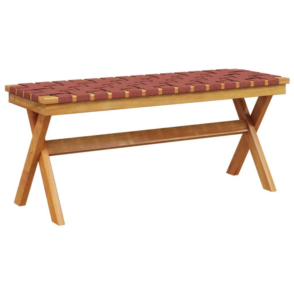 vidaXL Garden Bench Red Solid Wood Acacia and Fabric 5
