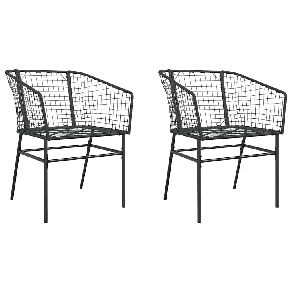 vidaXL Garden Chairs 2 pcs Black Poly Rattan 2