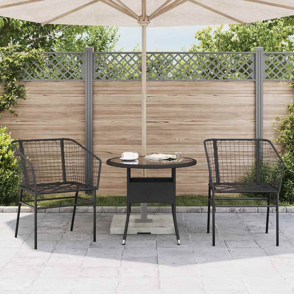 vidaXL Garden Chairs 2 pcs Black Poly Rattan 3
