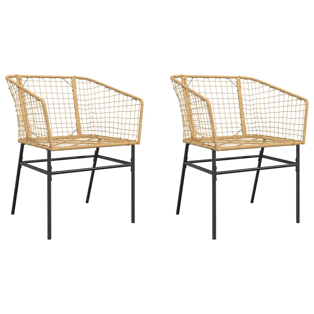 vidaXL Garden Chairs 2 pcs Brown Poly Rattan 2