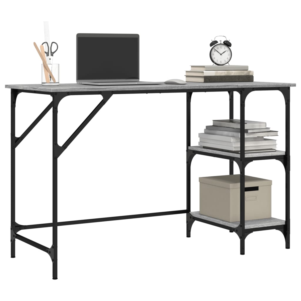 vidaXL Desk Grey Sonoma 120x50x75 cm Metal and Engineered Wood 4