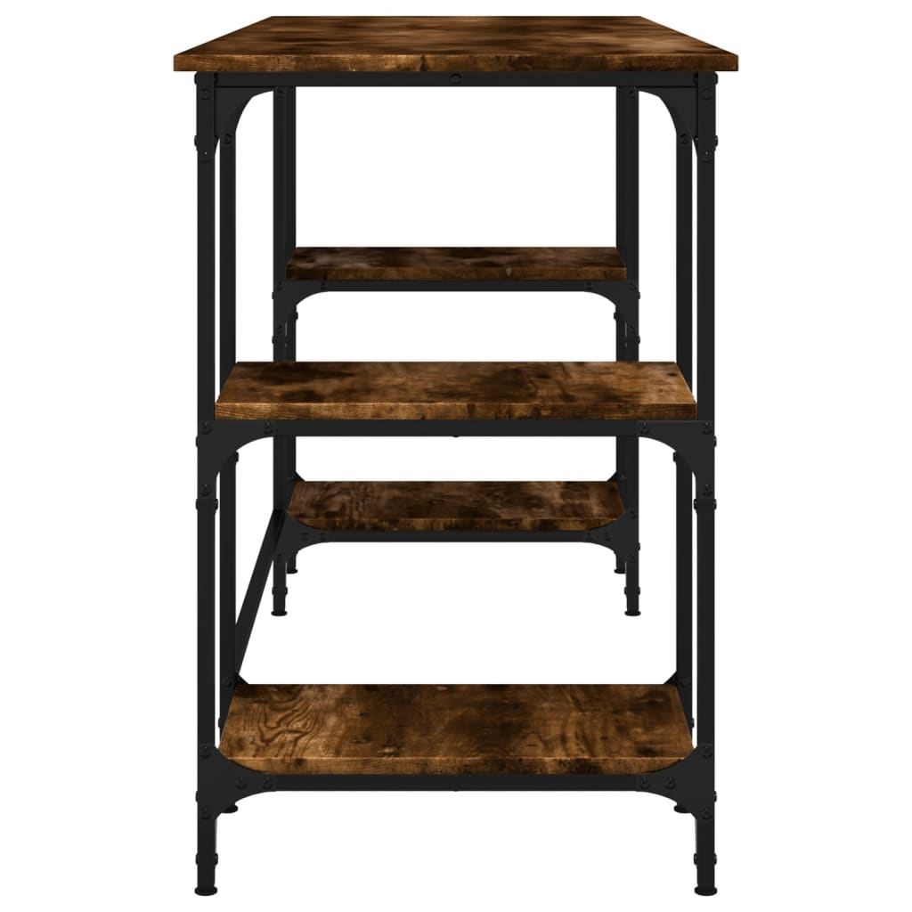 vidaXL Desk Smoked Oak 140x50x75 cm Metal and Engineered Wood 6