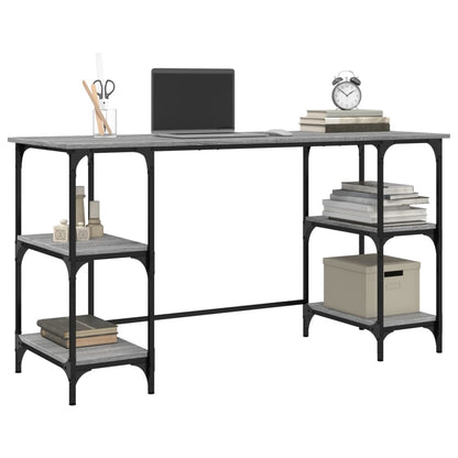 vidaXL Desk Grey Sonoma 140x50x75 cm Metal and Engineered Wood 4