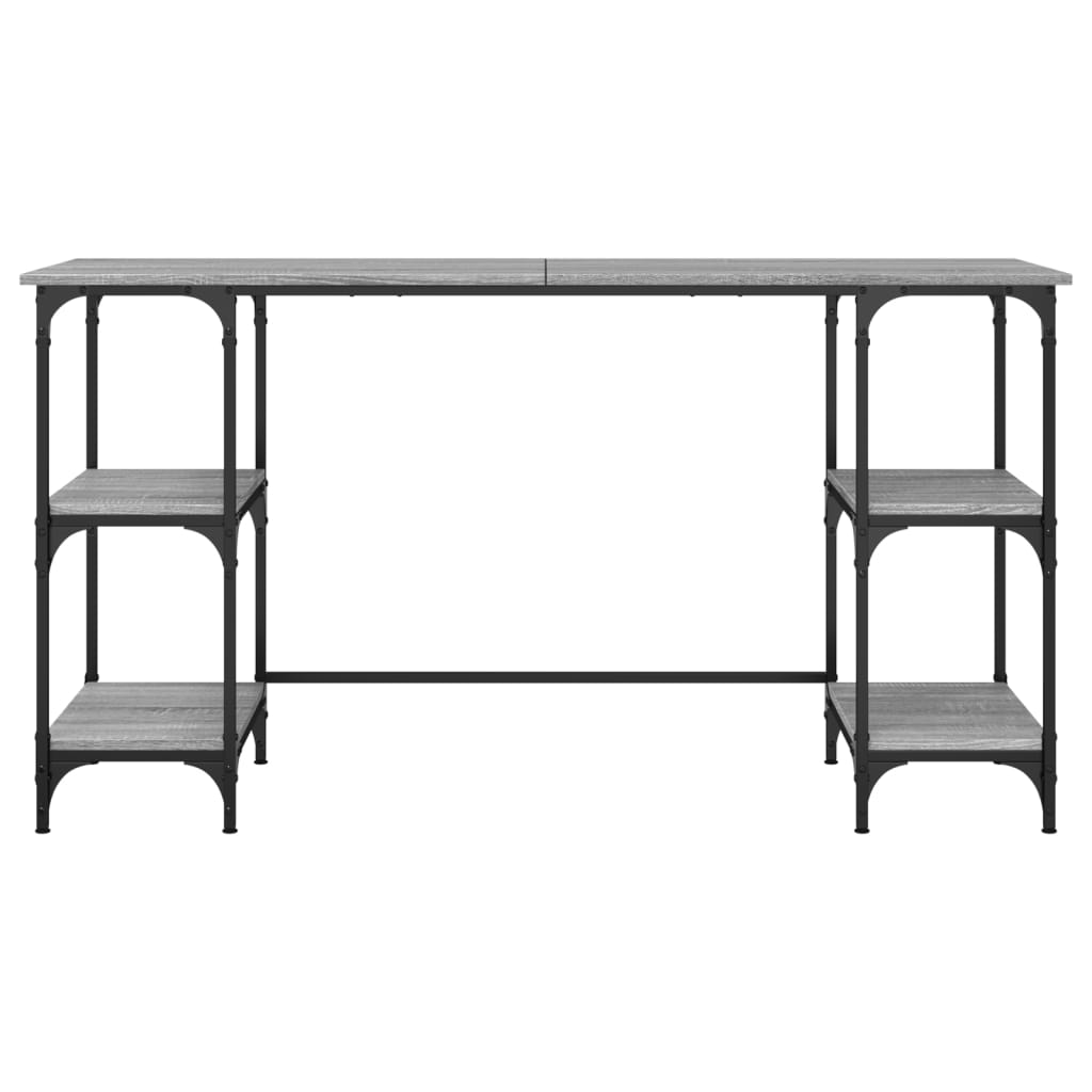 vidaXL Desk Grey Sonoma 140x50x75 cm Metal and Engineered Wood 5