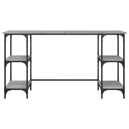 vidaXL Desk Grey Sonoma 140x50x75 cm Metal and Engineered Wood 5