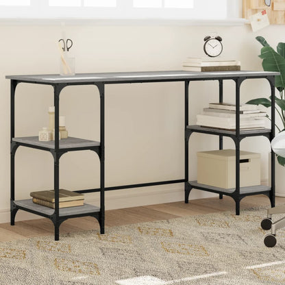 vidaXL Desk Grey Sonoma 140x50x75 cm Metal and Engineered Wood 1