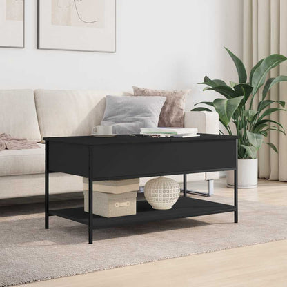 vidaXL Coffee Table Black 100x50x50 cm Engineered Wood and Metal 3