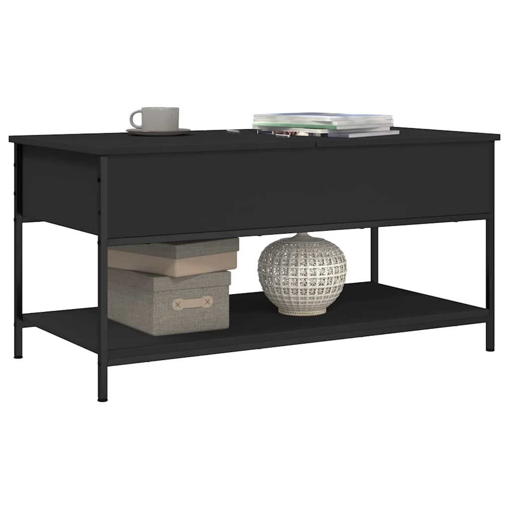 vidaXL Coffee Table Black 100x50x50 cm Engineered Wood and Metal 4