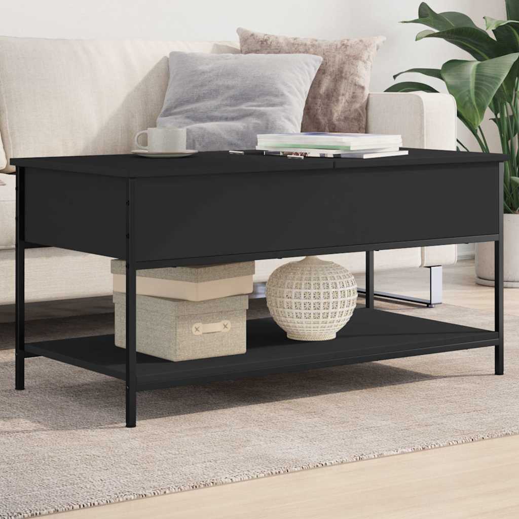 vidaXL Coffee Table Black 100x50x50 cm Engineered Wood and Metal 1