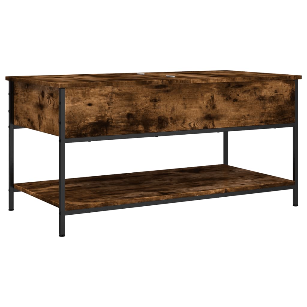 vidaXL Coffee Table Smoked Oak 100x50x50 cm Engineered Wood and Metal 2