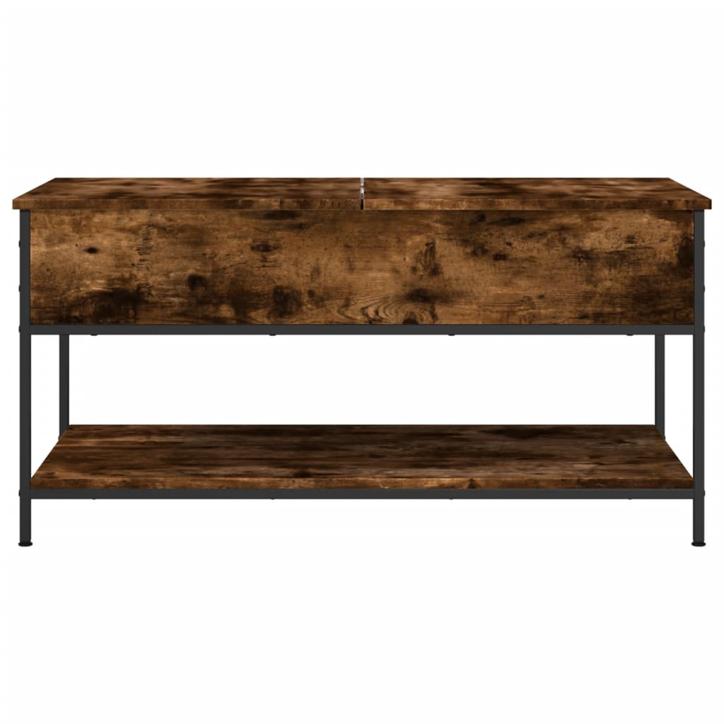 vidaXL Coffee Table Smoked Oak 100x50x50 cm Engineered Wood and Metal 5