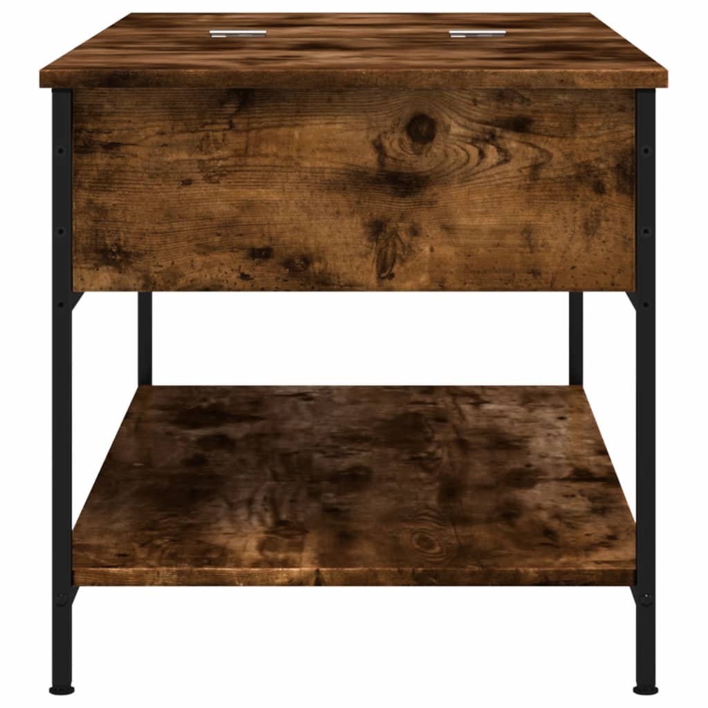 vidaXL Coffee Table Smoked Oak 100x50x50 cm Engineered Wood and Metal 6