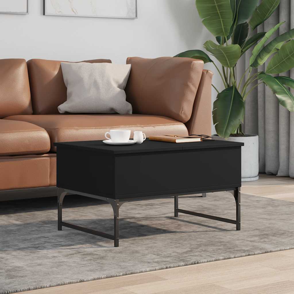 vidaXL Coffee Table Black 70x50x40 cm Engineered Wood and Metal 3