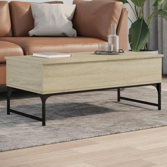 vidaXL Coffee Table Sonoma Oak 100x50x40 cm Engineered Wood and Metal 1