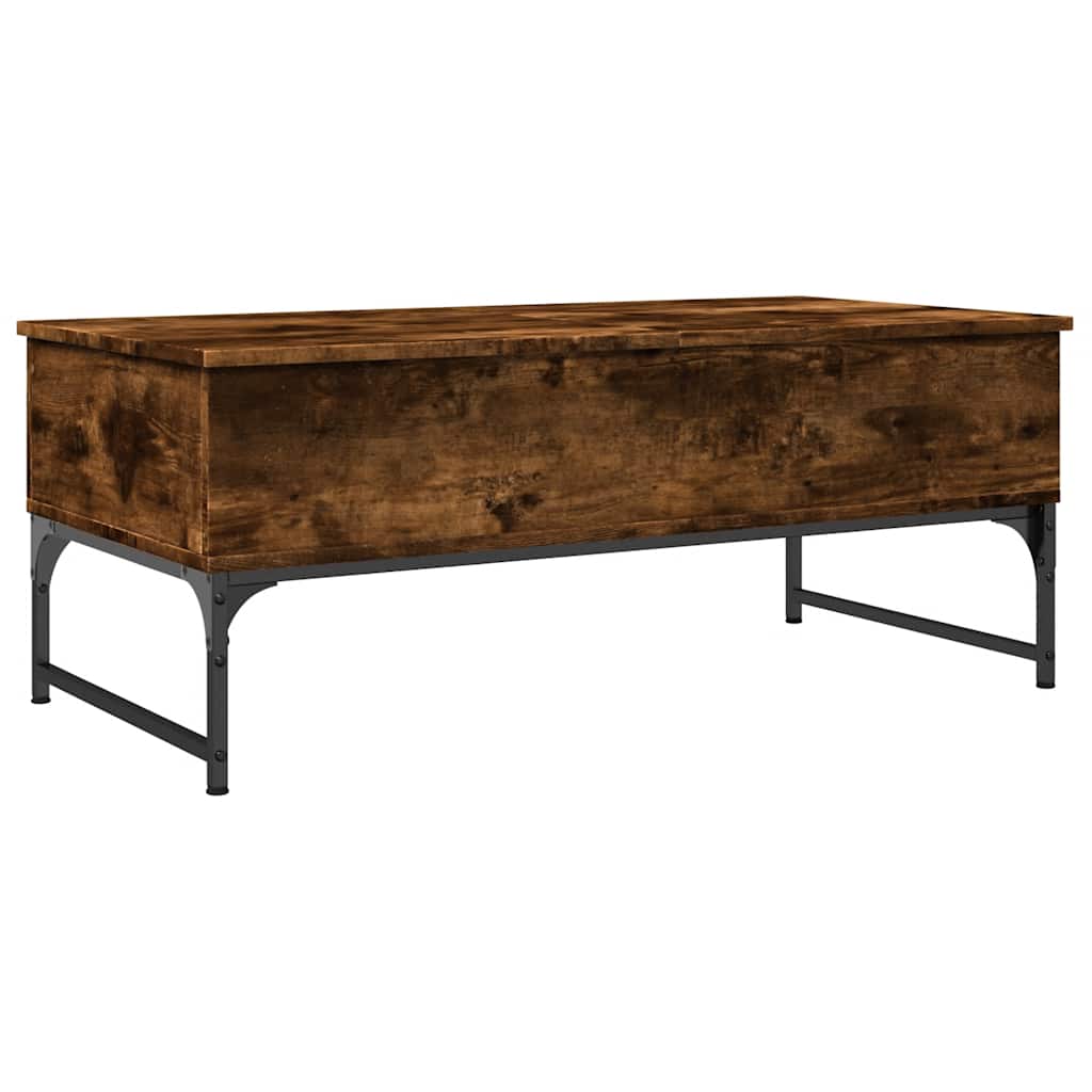 vidaXL Coffee Table Smoked Oak 100x50x40 cm Engineered Wood and Metal 2