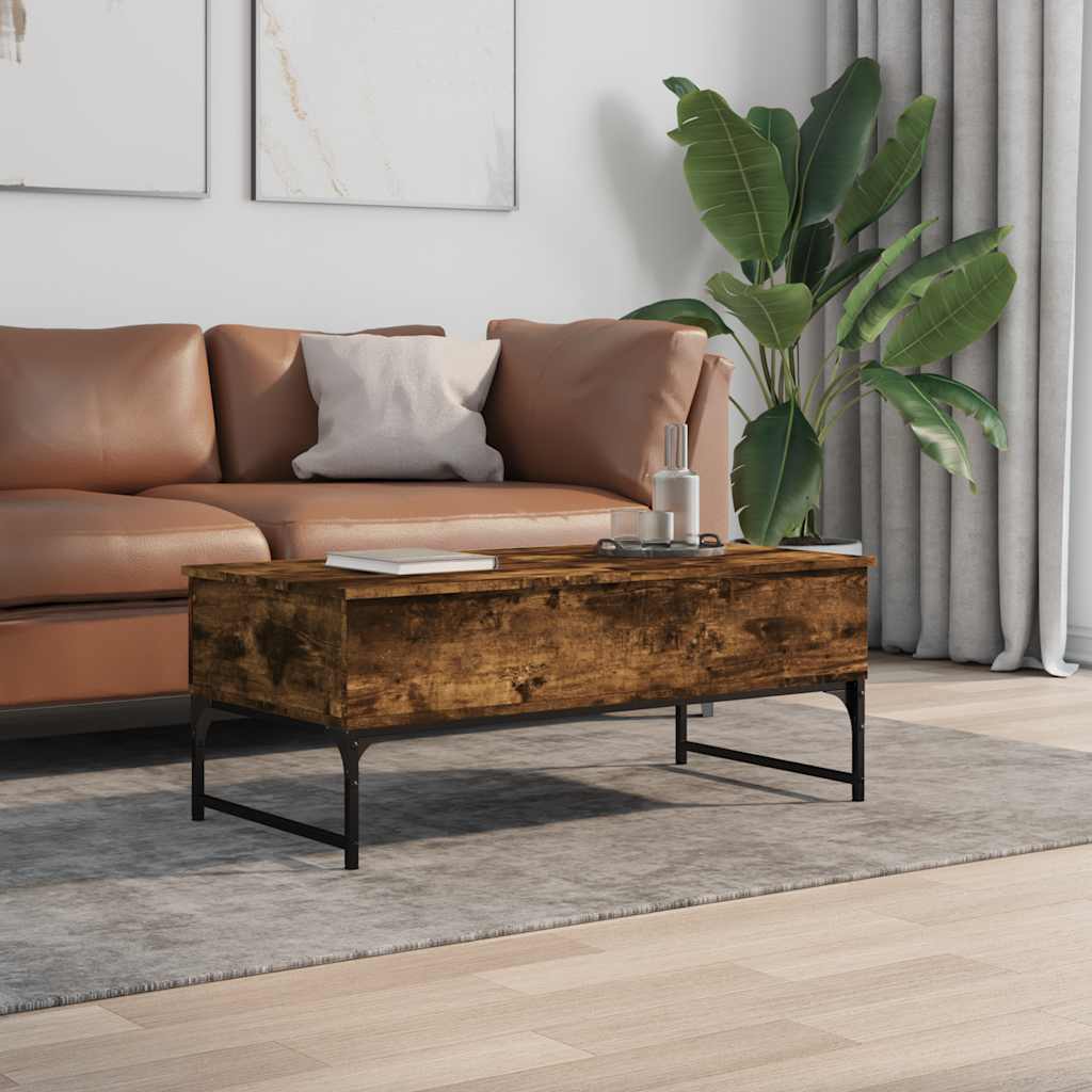 vidaXL Coffee Table Smoked Oak 100x50x40 cm Engineered Wood and Metal 3