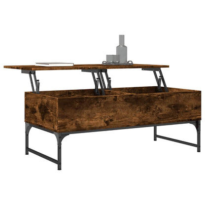 vidaXL Coffee Table Smoked Oak 100x50x40 cm Engineered Wood and Metal 4