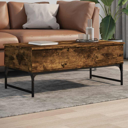 vidaXL Coffee Table Smoked Oak 100x50x40 cm Engineered Wood and Metal 1