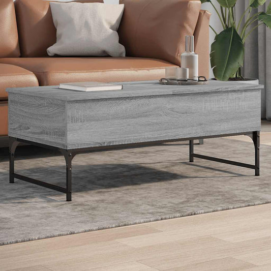 vidaXL Coffee Table Grey Sonoma 100x50x40 cm Engineered Wood and Metal 1