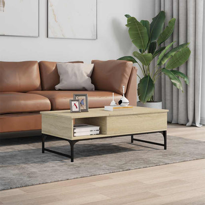 vidaXL Coffee Table Sonoma Oak 100x50x35 cm Engineered Wood and Metal 3