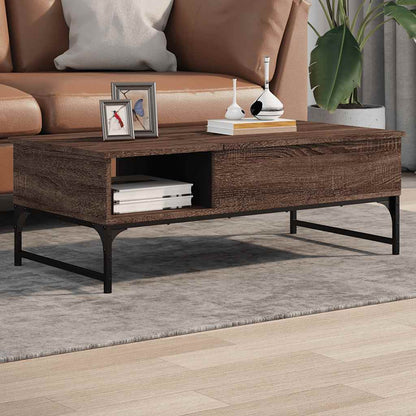 vidaXL Coffee Table Brown Oak 100x50x35 cm Engineered Wood and Metal 1