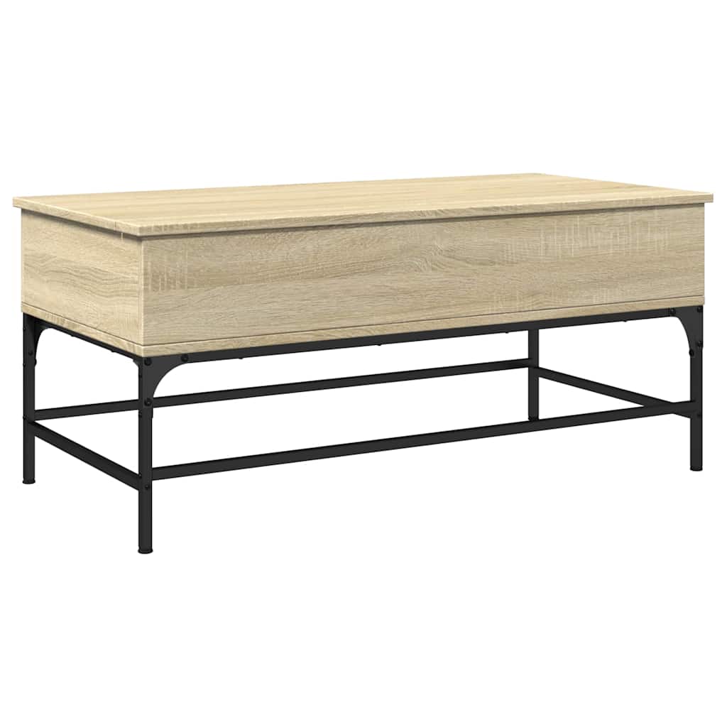 vidaXL Coffee Table Sonoma Oak 100x50x45 cm Engineered Wood and Metal 2