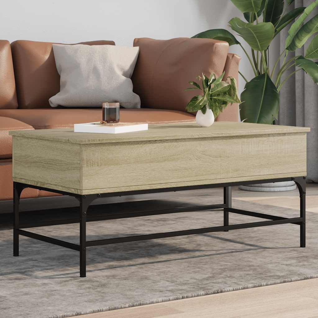 vidaXL Coffee Table Sonoma Oak 100x50x45 cm Engineered Wood and Metal 1