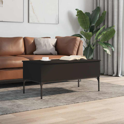 vidaXL Coffee Table Black 100x50x45 cm Engineered Wood and Metal 3
