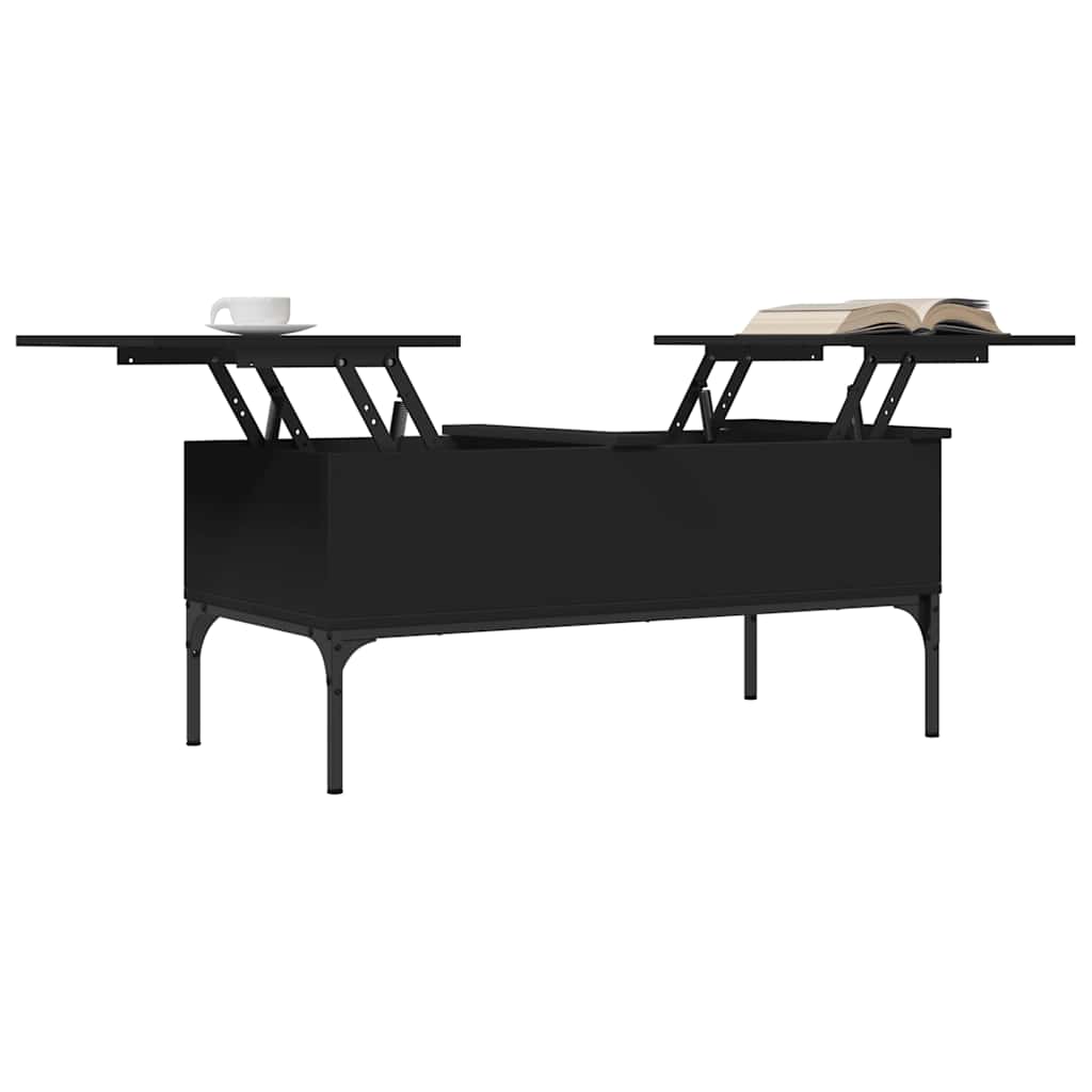 vidaXL Coffee Table Black 100x50x45 cm Engineered Wood and Metal 4