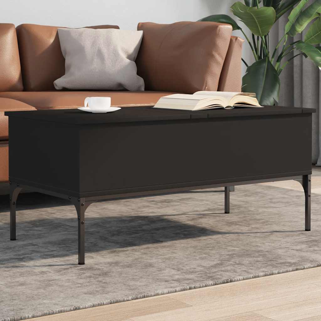 vidaXL Coffee Table Black 100x50x45 cm Engineered Wood and Metal 1