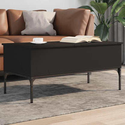 vidaXL Coffee Table Black 100x50x45 cm Engineered Wood and Metal 1