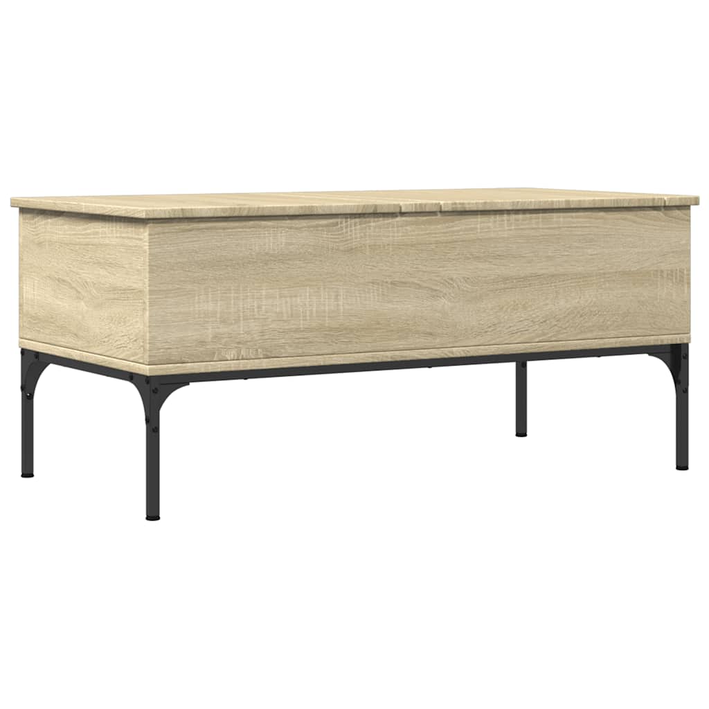 vidaXL Coffee Table Sonoma Oak 100x50x45 cm Engineered Wood and Metal 2