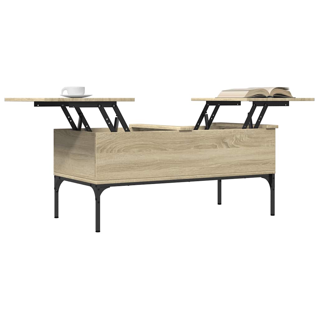 vidaXL Coffee Table Sonoma Oak 100x50x45 cm Engineered Wood and Metal 4