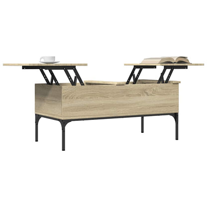 vidaXL Coffee Table Sonoma Oak 100x50x45 cm Engineered Wood and Metal 4