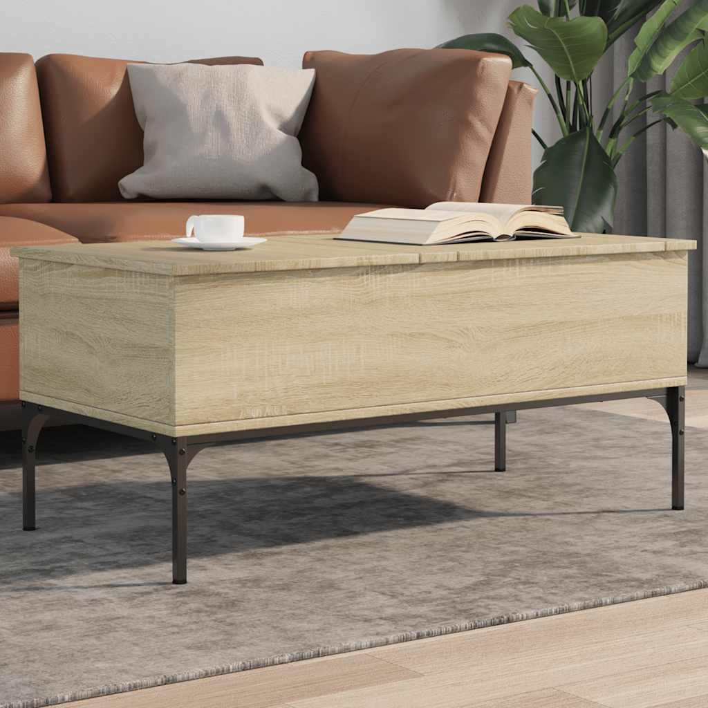 vidaXL Coffee Table Sonoma Oak 100x50x45 cm Engineered Wood and Metal 1