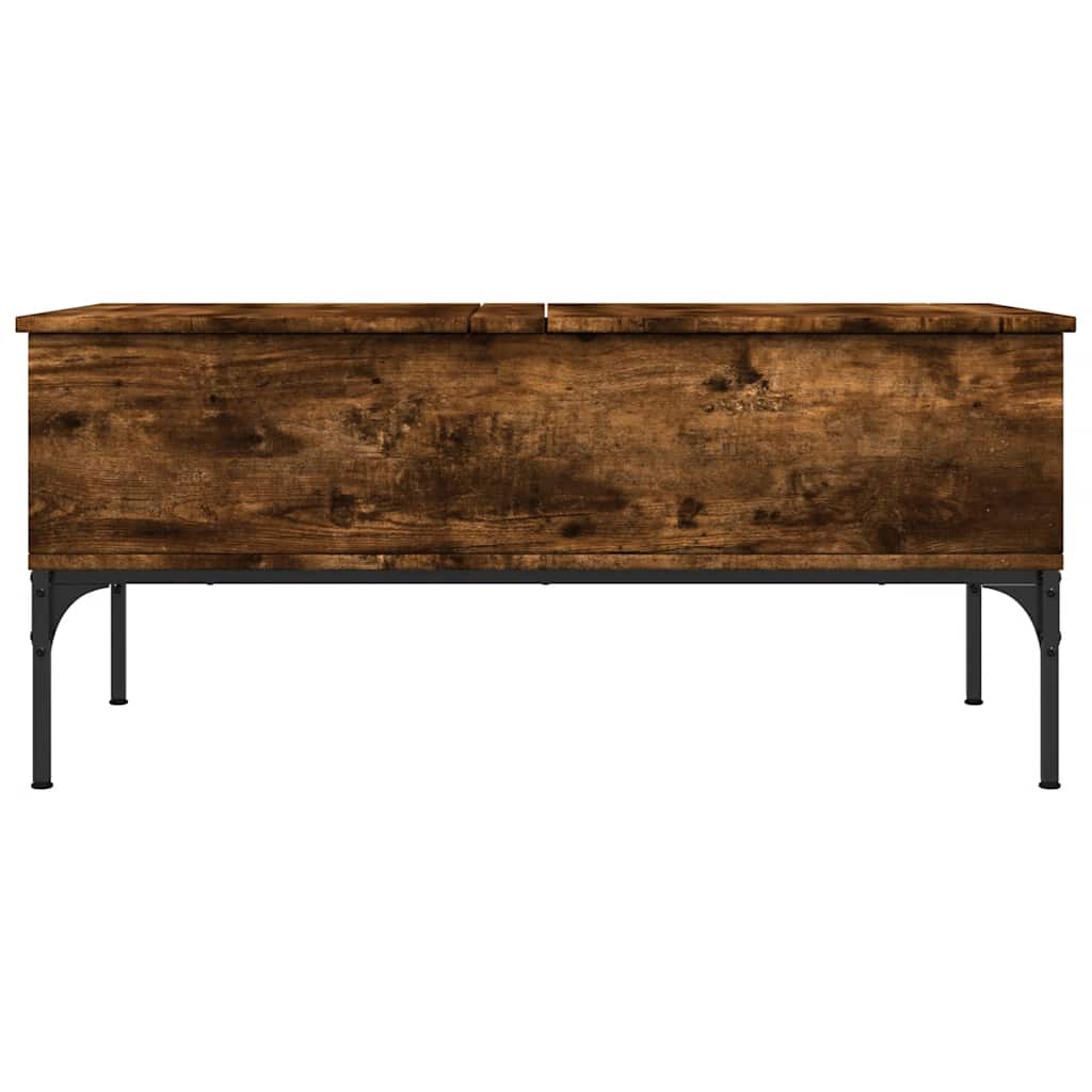 vidaXL Coffee Table Smoked Oak 100x50x45 cm Engineered Wood and Metal 5