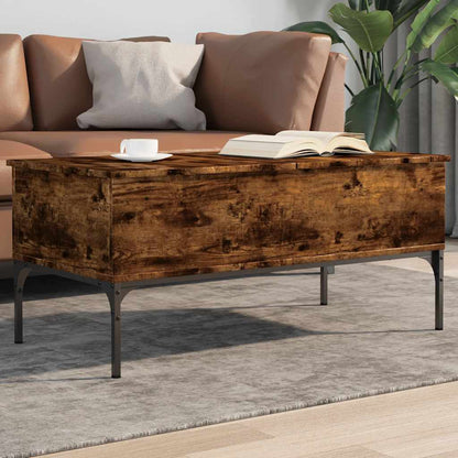 vidaXL Coffee Table Smoked Oak 100x50x45 cm Engineered Wood and Metal 1