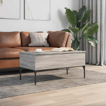 vidaXL Coffee Table Grey Sonoma 100x50x45 cm Engineered Wood and Metal 3