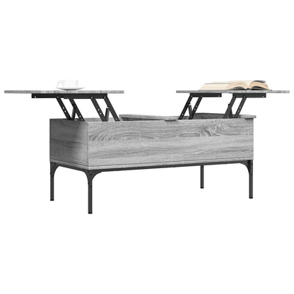 vidaXL Coffee Table Grey Sonoma 100x50x45 cm Engineered Wood and Metal 4