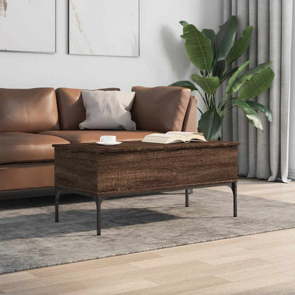 vidaXL Coffee Table Brown Oak 100x50x45 cm Engineered Wood and Metal 3