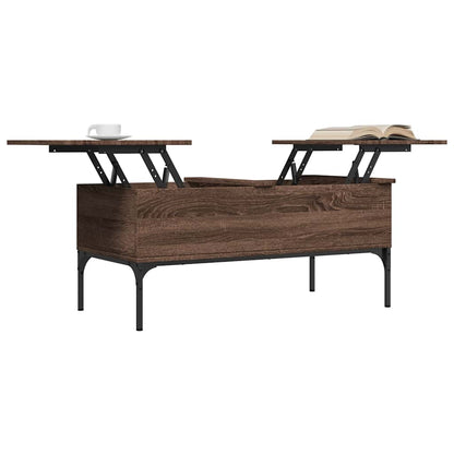 vidaXL Coffee Table Brown Oak 100x50x45 cm Engineered Wood and Metal 4