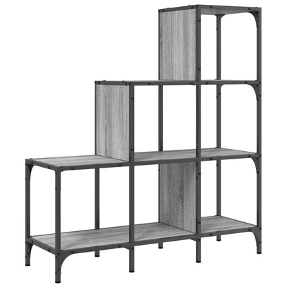 vidaXL Bookcase Grey Sonoma 92x30x102 cm Engineered Wood and Metal 2