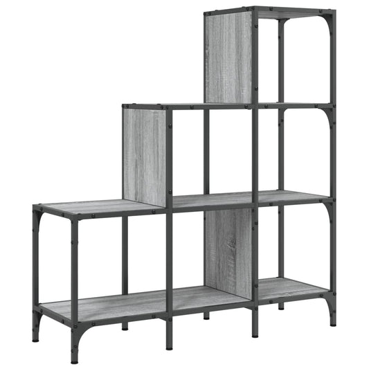 vidaXL Bookcase Grey Sonoma 92x30x102 cm Engineered Wood and Metal 2
