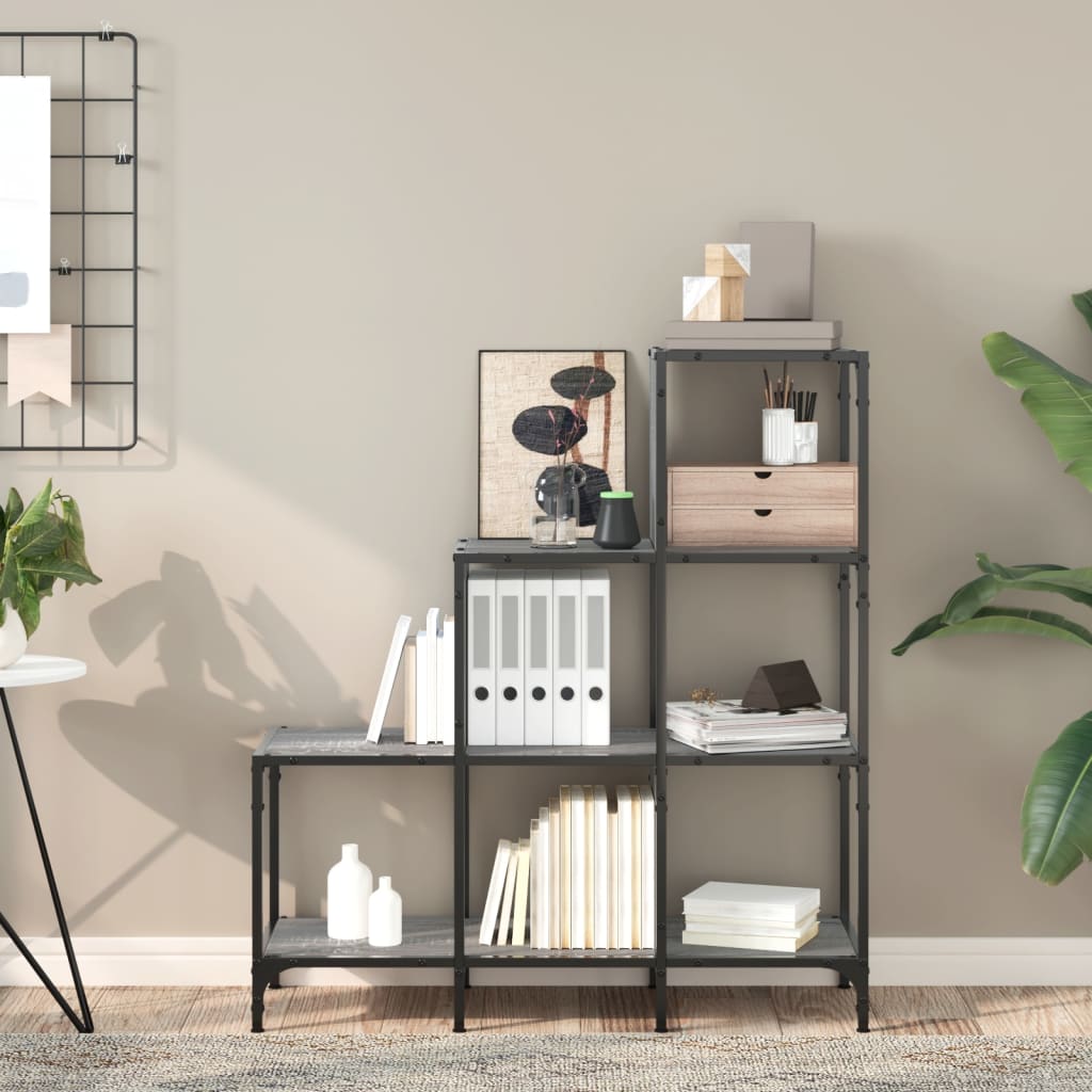 vidaXL Bookcase Grey Sonoma 92x30x102 cm Engineered Wood and Metal 3